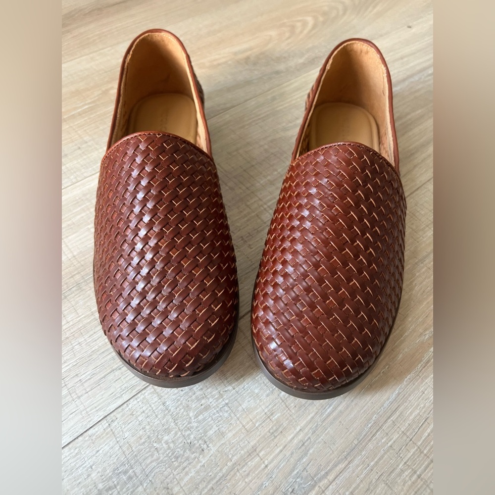 NEW Nisolo Alejandro slip on leather shoe woven brandy